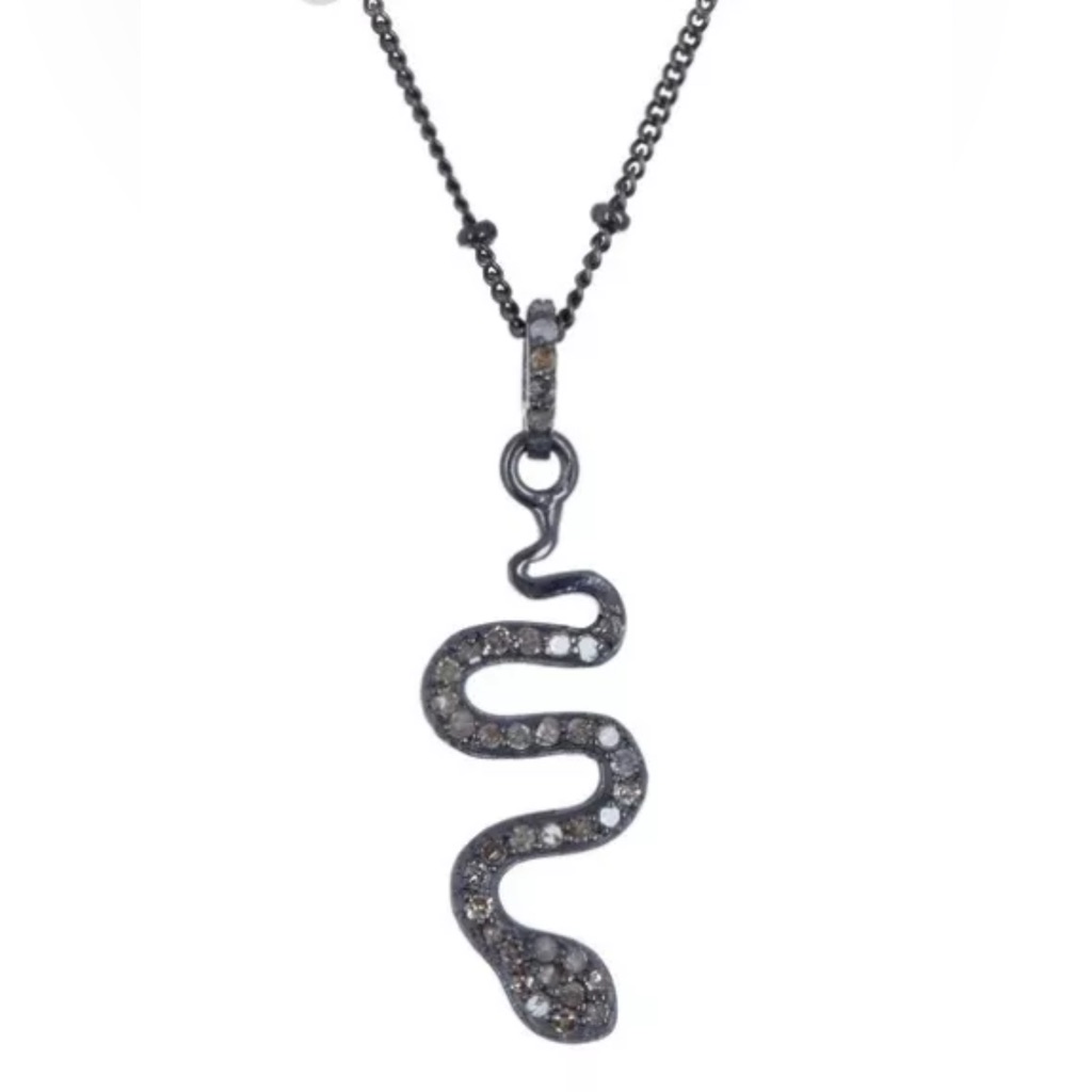 Nwt Adornia Fine Coil Snake Silver Diamond Pendant Necklace - 0.20 Ctw
